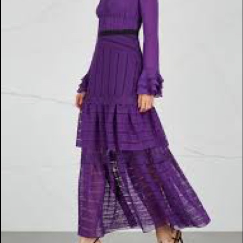 Three Floor beans purple lace and silk dress